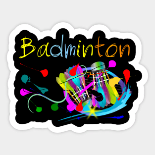 Racket Badminton sport art  brush style Sticker